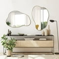 thumbnail image 2 of Gold Irregular Mirror, 33.5"x20.5" Cloud Shaped Mirrors, Unique Asymmetrical Wall Mirror, Organic Abstract Funky Mirrors for Living Room Bathroom Bedroom Entryway, 2 of 10