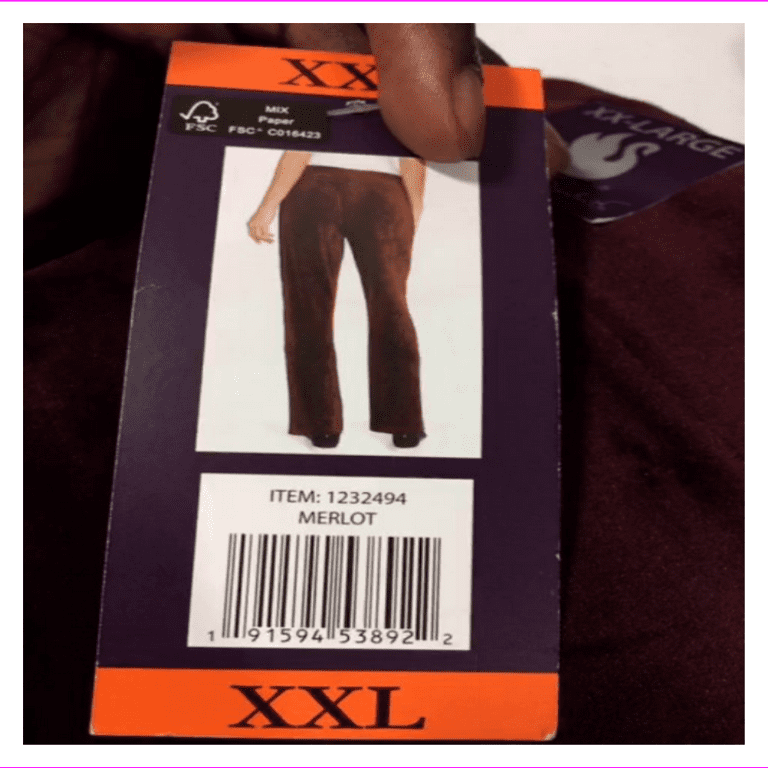 GLORIA VANDERBILT Ladies' Jemma Ultra Soft Velour Pants (Merlot, XX-Large)