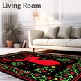 thumbnail image 2 of ODIKA 4'x6' Machine Washable Non-Slip Area Rug, Jolly Reindeer Motif Punch Needle with Holiday Accents High Traffic Rug with Pad, Red, 636139, 2 of 8