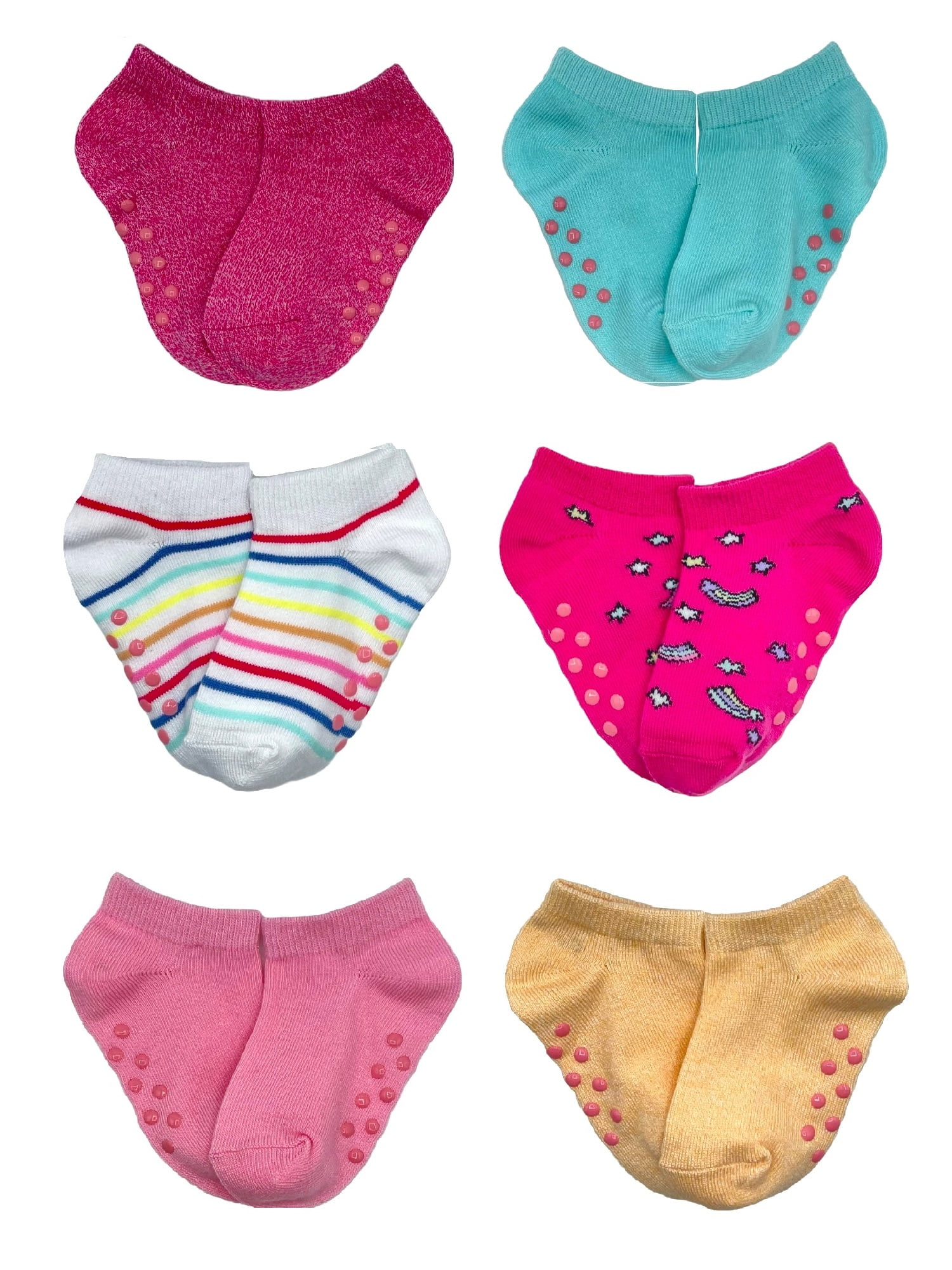 Wonder Nation Baby and Toddler Ankle Socks, 6-Pack, Sizes 0M-18M