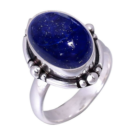 Natural Lapis Lazuli - Afghanistan 925 Sterling Silver Ring, 14X10 mm Oval Gemstone Ring, Blue Ring, Christmas Gift, Unique Jewelry Ring, Adjustable R
