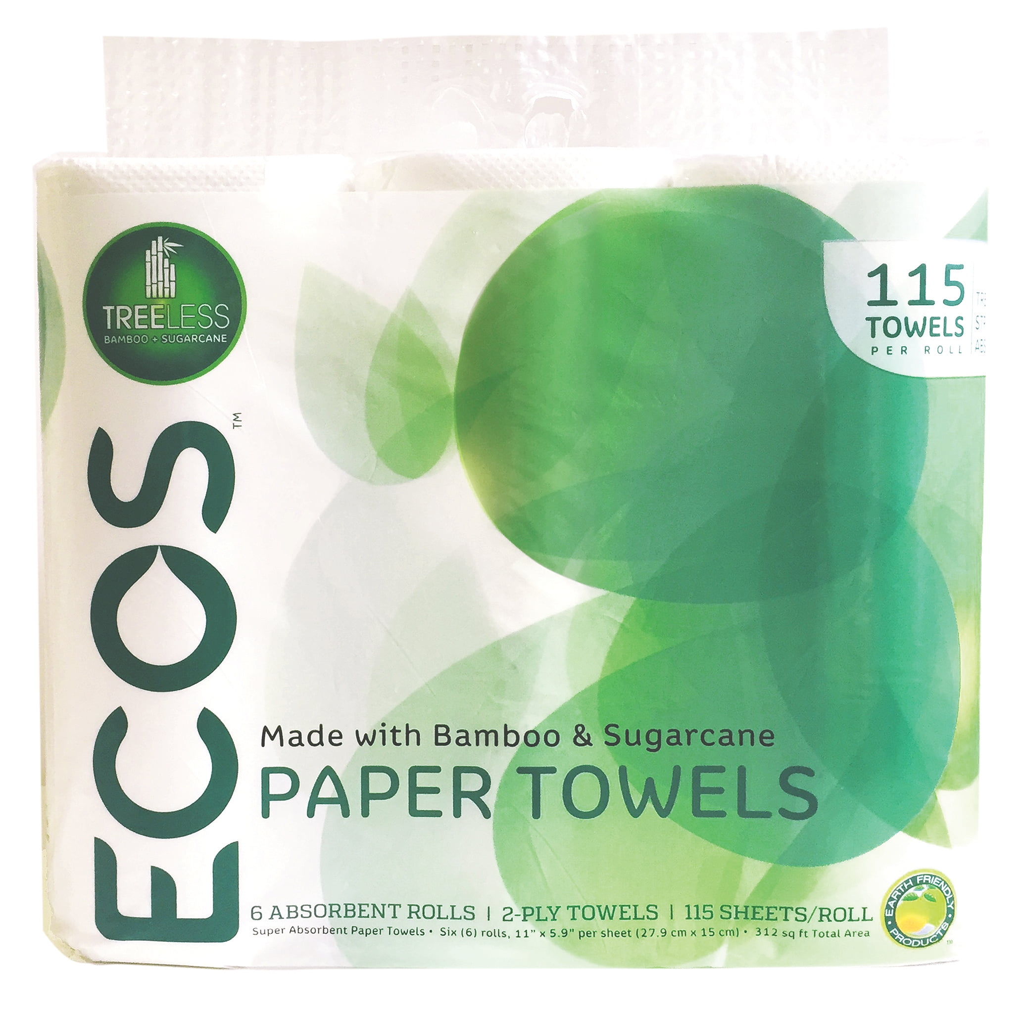 ECOS Paper Towels, Full Sheets, White, 6 Rolls
