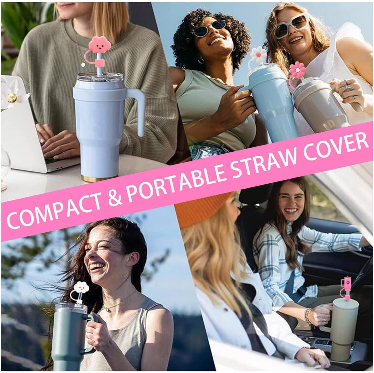 10Pcs Straw Cover,Straw Covers Cap for Stanley 30&40 Oz Tumbler,Straw  Toppers for Tumblers,Straw Covers for Reusable Straws,Drinking Straw