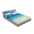 thumbnail image 2 of Ambesonne Tropical Fitted Sheet & Pillow Sham Set, Exotic Seashore View, Queen, Turquoise Cream, 2 of 2