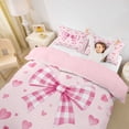 thumbnail image 3 of Erosebridal Buffalo Bow-tie Queen Duvet Cover Set for Women Girls, Princess Love Heart Bedding, Pink Reversible, 1 Duvet Cover and 2 Pillowcases (No Comforter), 3 of 6