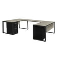 thumbnail image 2 of Regency Structure 66" x 30" Double Metal Pedestal U-Desk with 42" Bridge- Maple/Black, 2 of 5