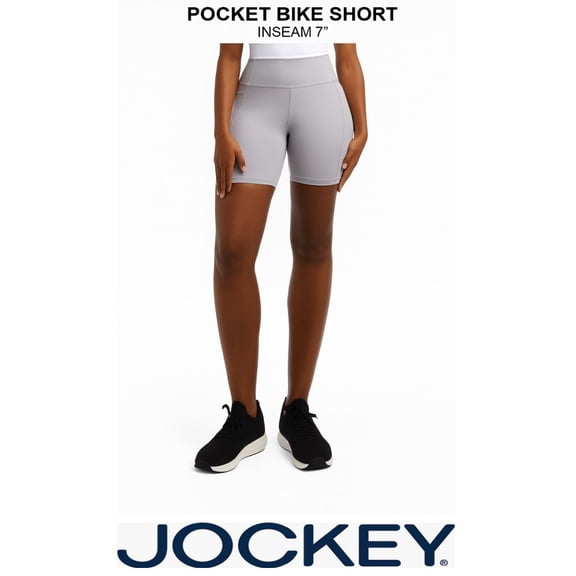 Jockey Women's Pocket Bike Short, Inseam 7 In, Gray, Large