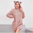 thumbnail image 2 of jsaierl Bear Ear Hoodies for Women Sherpa Cute Sweatshirt Dress Casual Long Sleeve Plush Warm Pullover Sweatshirt, 2 of 9