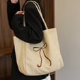 thumbnail image 4 of Bolso Compras Sencillo para Mujer Mano Con Lazo Lona Gran Capacidad Viajes Al Aire Libre, 4 of 9