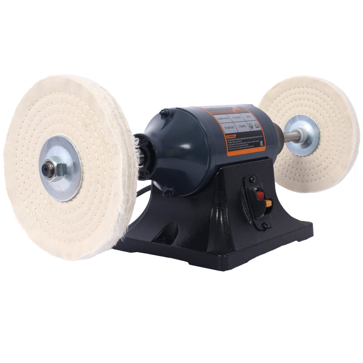 LuckyNote Extra Long 8‑Inch Electric Polisher, 550W 4‑Pole Motor 1750RPM, Benchtop Buffer with 4 Wheels