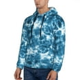 thumbnail image 3 of Pofeuu Blue Tie Dye Print Mens Casual Hooded Collar Drawstring Hoodies Pullover Sweatshirts Casual Long Sleeve Shirts-3X-Large, 3 of 7