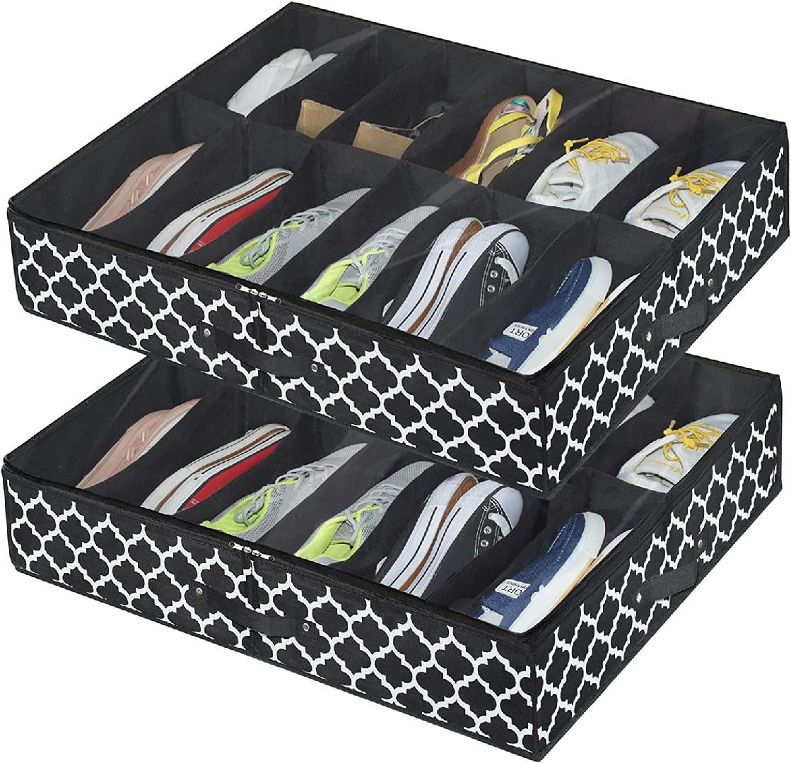 Under Bed Shoe Storage Organizer Set of 2, Foldable Fabric Shoes