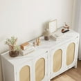 thumbnail image 4 of Rattan Storage Cabinet, Wooden Sideboard Buffet Cabinet with Doors and Shelves, Small Console Cabinet with Storage, Boho Accent Cabinet for Entryway, Living Room, Dining Room, Natural, 4 of 7