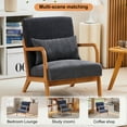 thumbnail image 5 of SYNGAR Mid-Century Modern Accent Chair, Arm Chair Living Room Upholstered Chairs with Pillow, Reading Chair with Solid Wood Frame & Living Room Bedroom Balcony, Dark Grey, 5 of 11
