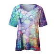 thumbnail image 2 of Pompotops Nouveau T-shirt à Manches Courtes Imprimé Fleurs Colorées pour Femmes, 2 of 7
