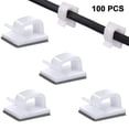 thumbnail image 1 of 100 clips de gestión de cables ajustables, organizadores de cables adhesivos, clips de alambre adhesivo, soporte de cable para TV, PC, cable Ethernet debajo del escritorio, pared, oficina en casa Feliz Sencillez, 1 of 5