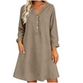 thumbnail image 2 of Lmueinov Summer Dresses for Women Flowy Casual Cotton Linen A-Line Midi Dress with Pockets Fall Vacation Button Front Long Sleeve Tunic Shirt Dress, 2 of 6