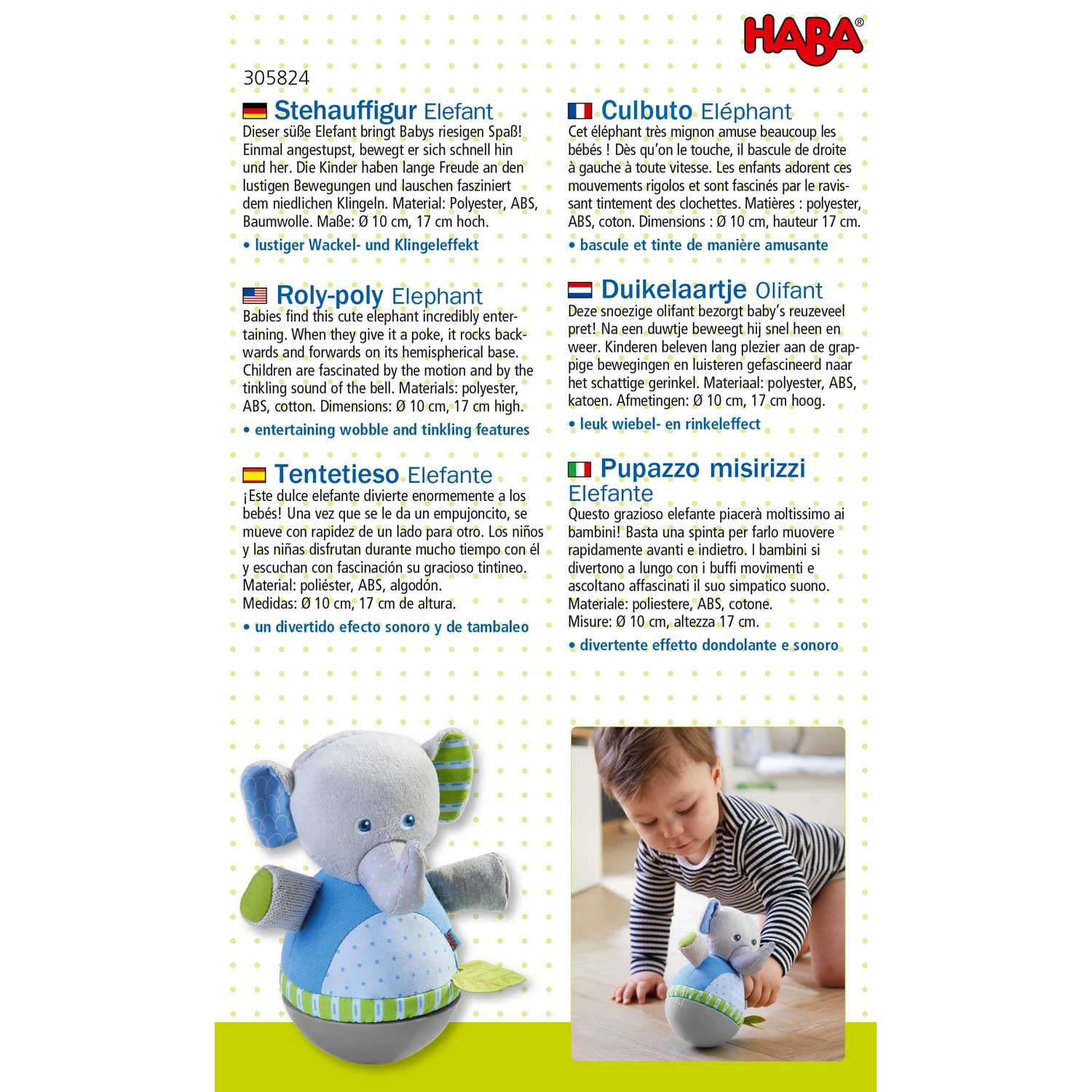 Haba Roly Poly Elephant Soft Wobbling Chiming Baby Toy Walmart Com Haba Roly Poly Elephant Soft Wobbling Chiming Baby Toy Walmart Com