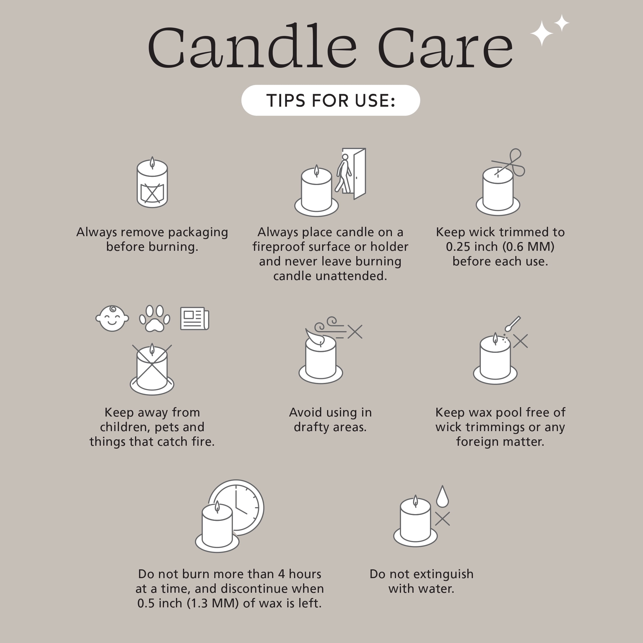 Mainstays Single Wick Square Bubble Candle, Unscented, Taupe