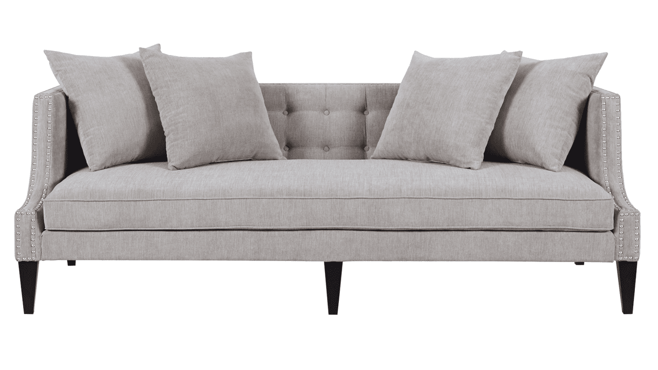 Caroline Tufted Recessed Arm Tuxedo Sofa, Silver Grey