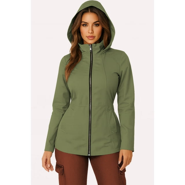 Gabardina ligera y versatil con capucha Verde olivo CH / MD