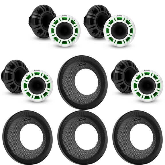 Kicker (4) 48KMXL65 6.5" 4-Ohm RGB-LED KMXL Horn-Loaded Marine Coaxial Speakers, Pairs ( Includes Powersports Grilles )