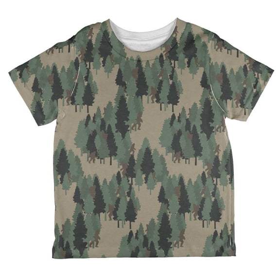 Sasquatch Bigfoot Camo Repeat Pattern All Over Toddler T Shirt Multi 2T