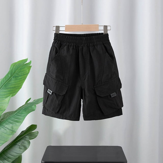 Pantalones cortos informales de trabajo de color liso para niños, pantalones finos y holgados de longitud media de verano para niños, pantalones cortos para bebés, pantalones de algodón para niños