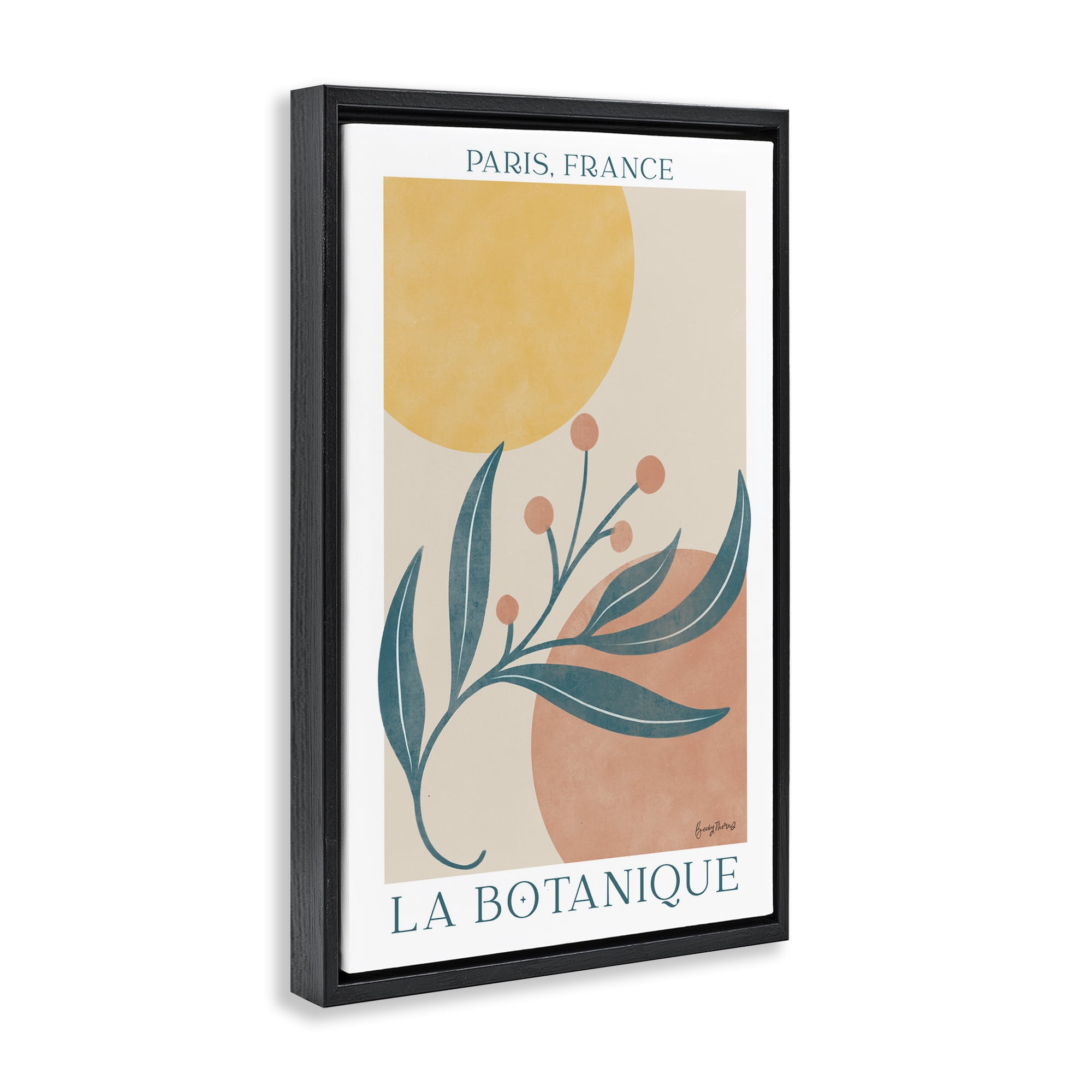 Stupell Industries French Botanical Poster Botanical & Floral Painting Black Floater Framed Art Print Wall Art, 21 x 31