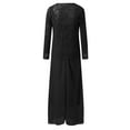 thumbnail image 6 of CUZIBR Women Lace Dress Suit Solid Color Oversized Hollow Out Patchwork Square Collar Maxi Dress Long Sleeve Cardigan Casual Trendy Party Wedding Clothes Set,Black,M, 6 of 8