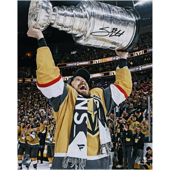 Shea Theodore Vegas Golden Knights Autographed 2023 Stanley Cup Champions 16" x 20" Raising Cup Photograph - Fanatics Authentic Certified