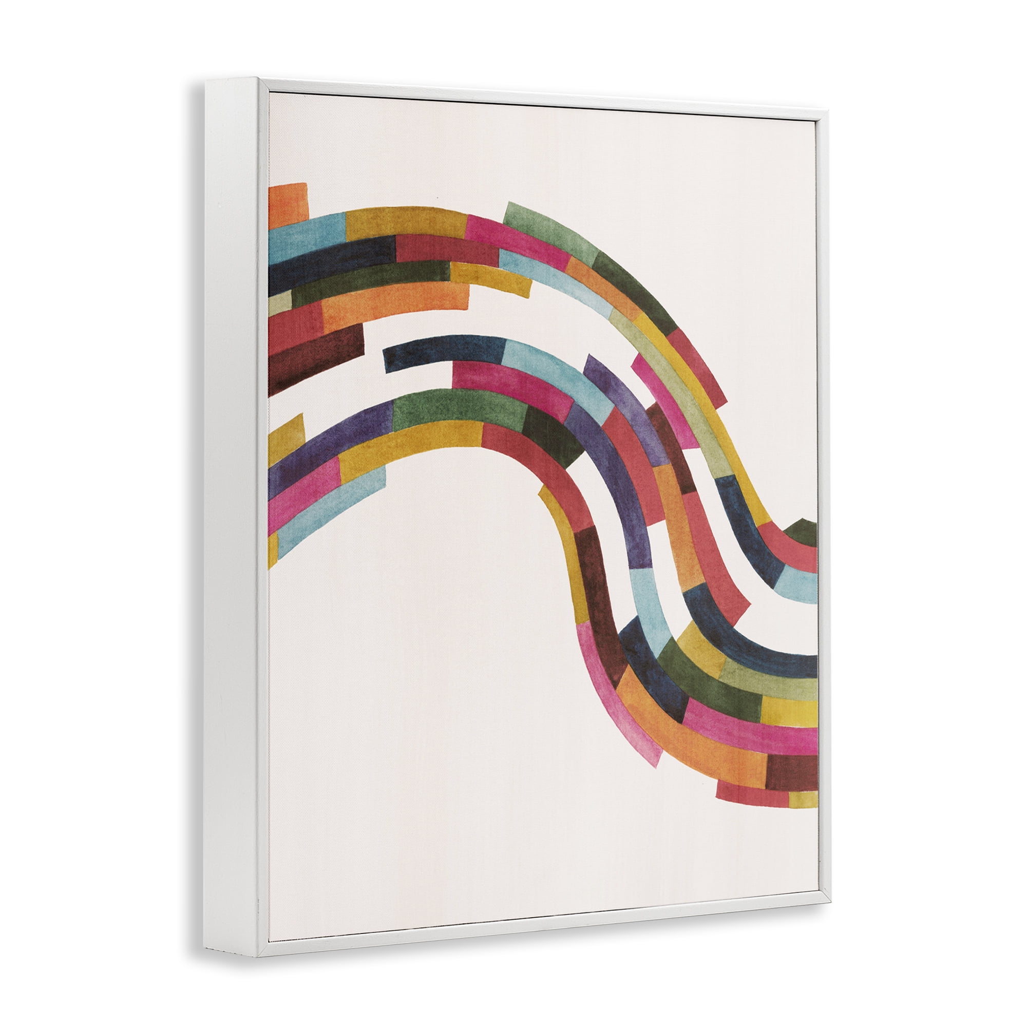 Stupell Industries Modern Geometric Wave Design Abstract Painting White Framed Art Print Wall Art, 24 x 30