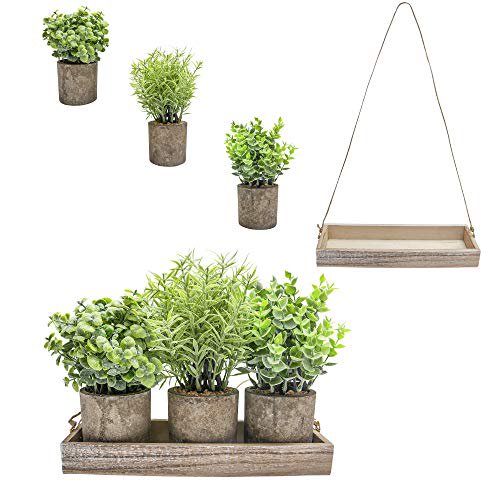 Hampton Squares Artificial Plants Set of 3 Rustic Decor Indoor