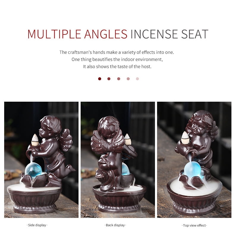 Boy Angel Ceramic Incense Burner Smoke Waterfall Backflow Censer Incense Holder Zen Home Decoration Living Room Decor