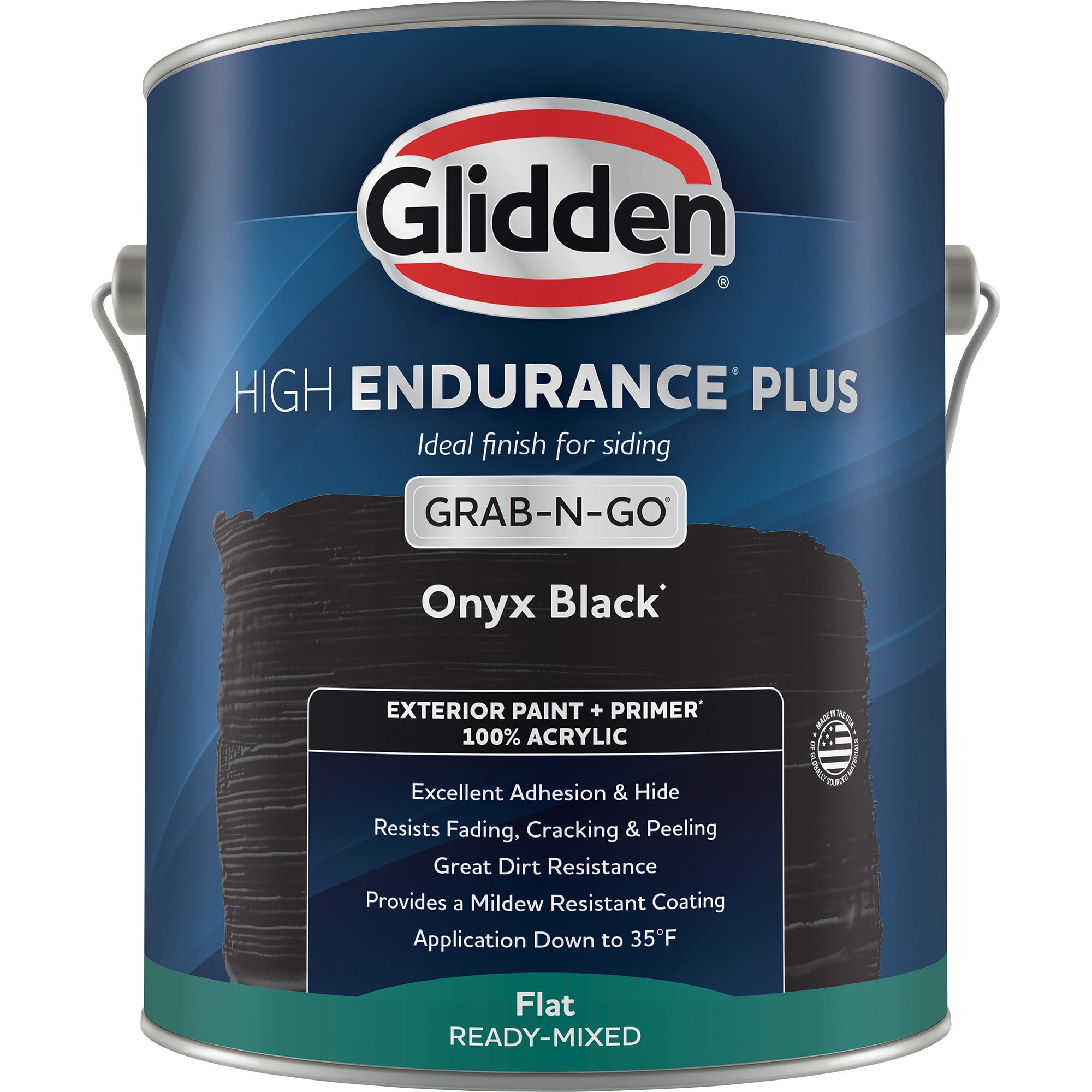 Glidden HEP Grab-N-Go Onyx Black / Black Flat Exterior Paint with Primer, 1 Gallon