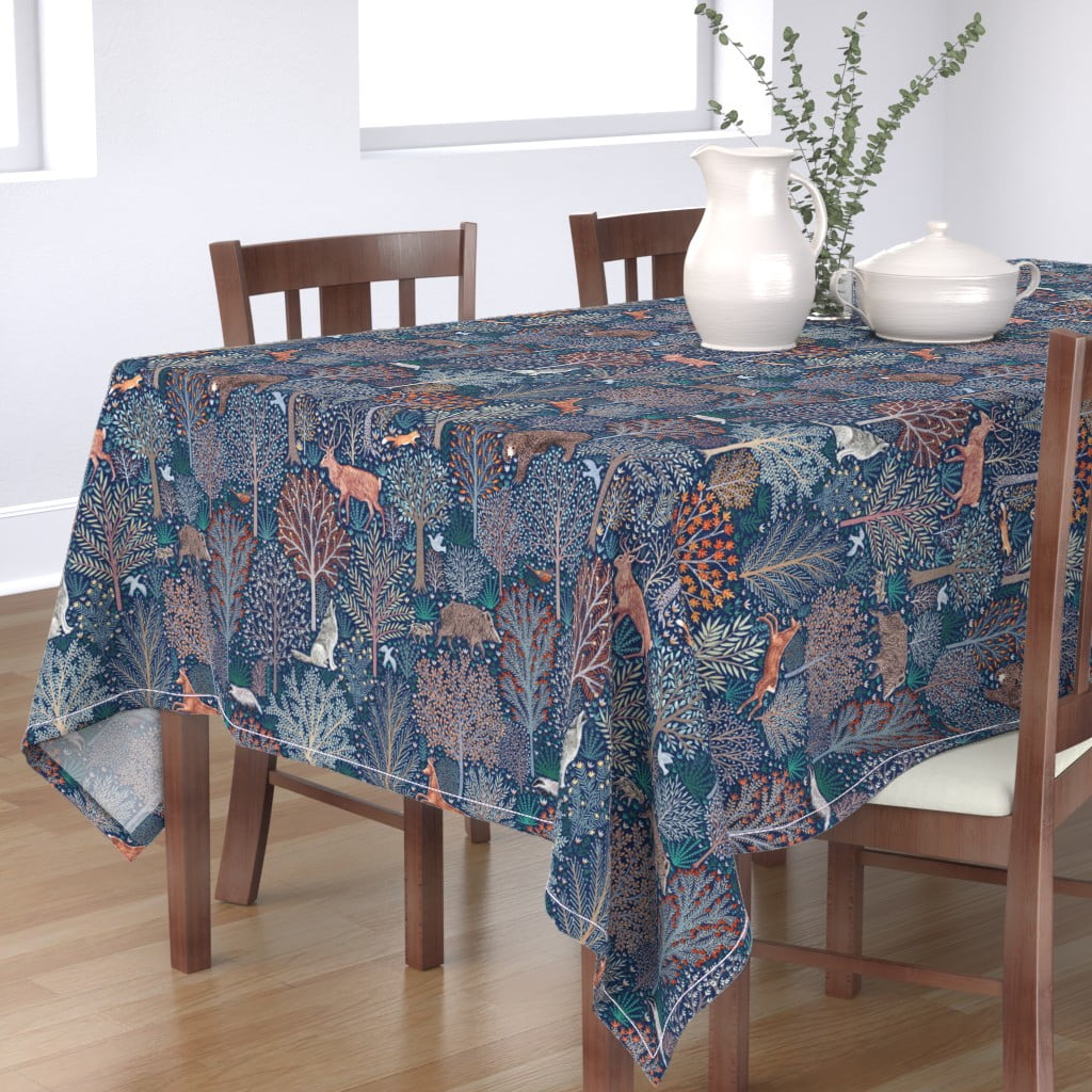 Tablecloth Deer Forest Woodland Trees Tree Fall Woods Cotton Sateen 