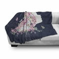 thumbnail image 2 of Floral Soft Flannel Fleece Throw Blanket, Side Portrait of a Female with Blooming Flowers and Butterflies, Cozy Plush for Indoor and Outdoor Use, 70" x 90", Multicolor, by Ambesonne, 2 of 5