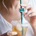 thumbnail image 4 of Bow Straw Covers Cap Toppers Compatible with Tumbler Cups,0.31 inch Silicone Straw Topper,Reusable Cute Silicone StrawTips Lids Protectors for DrinkingStraw,Straw Accessories (Green), 4 of 8