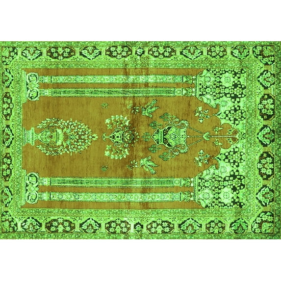 Ahgly Company Indoor Rectangle Persian Green Traditional Area Rugs, 4' x 6'
