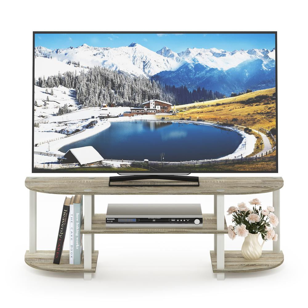 Furinno Turn-S-Tube Television Stands Wide TV Entertainment Center, Sonoma Oak/White