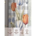 thumbnail image 3 of Orange Flower Sheer Curtains for Living Room Bedroom Blue Tulip Butterfly Watercolor Plaid Grey Sheer Curtains 84 Inch Long 2 Panels Set Light Filtering Curtain Window Treatments Drapes, 3 of 6