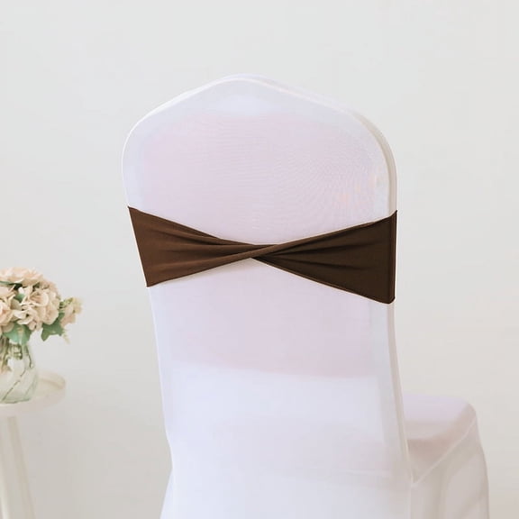 XmhyTop-A Brown Dining Chair Bands 13x35cm Elastic Polyester Chair Bands for Dining Chairs, 4 Pcs,Universal Stretch Design