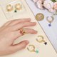thumbnail image 4 of Anillo de acero inoxidable con dijes para mujer, 6 unidades, ajustable, con colgantes de estrella esmaltada, dorados, abiertos, para Navidad, Año Nuevo, regalo de moda., 4 of 6