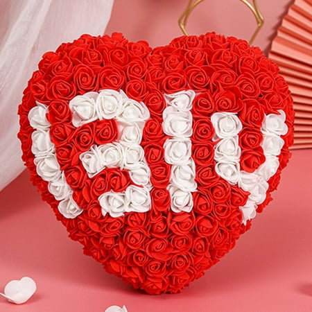 Decorative Crafts 30cm Heart Shaped Preserved Roses Foam PE Handmade Rose Gift for Valentine s Day Christmas Birthday for Women Girlfriend(1Pcs) JASKFLY