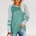 thumbnail image 5 of Hauts pour Femmes Manches Longues Femmes Décontracté Col Rond T-Shirt Imprimé Ample Patchwork Manches Longues Hauts Blouse Unie, 5 of 5