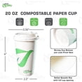 thumbnail image 3 of [25 Pack] 20 oz Compostable Paper Cups with White Dome Lids - Biodegradable Disposable White Paper Coffee Cups PLA Lined - Eco-friendly Hot and Cold Drinking Cups, 3 of 7