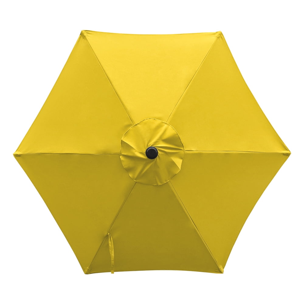 Kool 7.5ft Patio Umbrella with Crank Handle, Outdoor Market Umbrella with 6 Sturdy Umbrella Ribs Waterproof for Garden, Deck, Backyard, Pool, Yellow