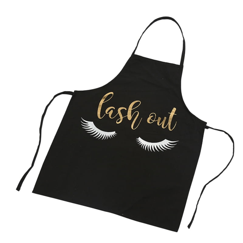 Fashion Bib Apron, Hot Stamping Printing Eyelash Pattern 100% Cotton Cooking Kitchen Work Apron for Women Men Chef Waitresses