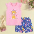 thumbnail image 2 of kpoplk Cute Toddler Girl Outfit Summer Flutter Sleeve Sleeveless Blouse and Capri Shorts 2 Piece Clothing Set(Pink,4-5 Y), 2 of 9