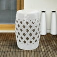 thumbnail image 4 of Demi Bonn 12" Large Outdoor Ceramic Stool with Intricate Lattice Design, Decorative Stool for Garden or Patio, White, 4 of 12